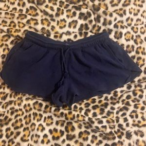 Women’s Brandy Melville navy blue thermal lounge shorts with pockets, size xs/s